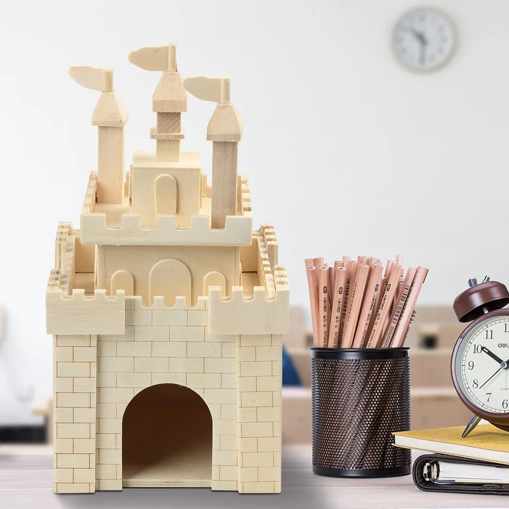 DIY деревянный замок, многофункциональный птичий домик, деревянный стоячий скворечник, домашнее украшение 25x12,5x12,5 см