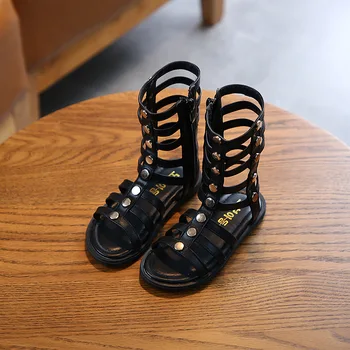 

Summer New Hollow Girl Roman Sandals Open Toe Tide Models High Help Sandals Non-slip Children's Sandal Size 26-36 D215