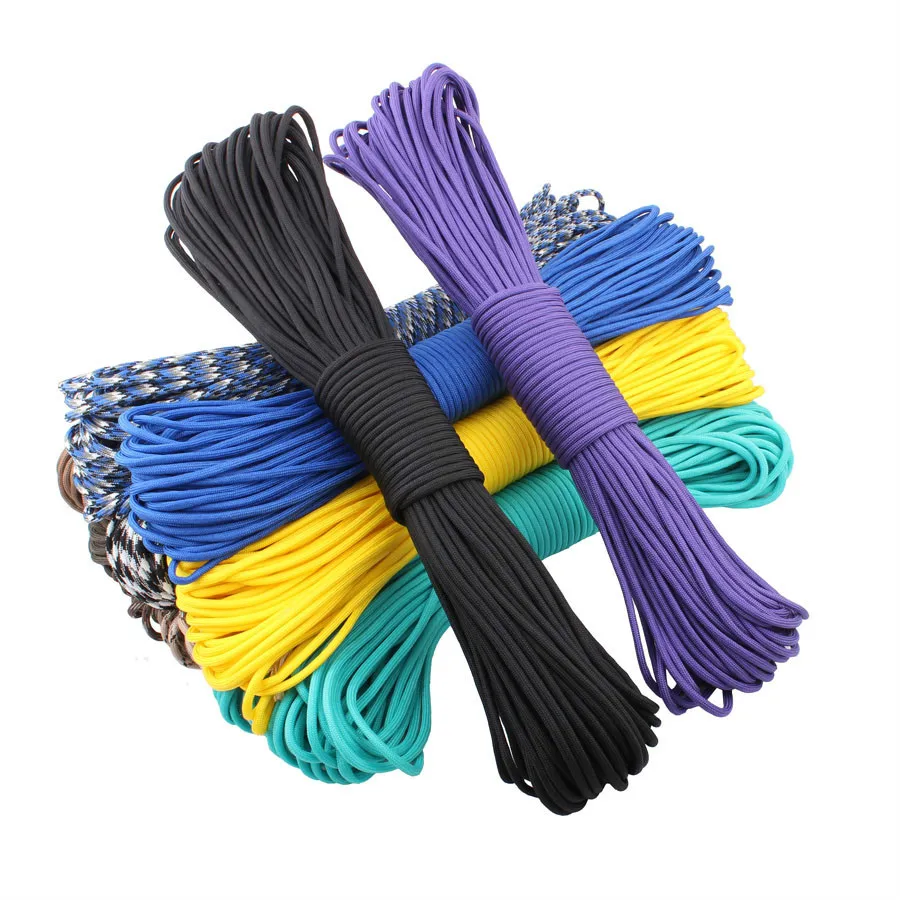 

CAMPINGSKY 550 Paracord Parachute Cord Lanyard Tent Rope Mil Spec Type III 7 Strand 100FT Paracord For Hiking Camping 200 Colors