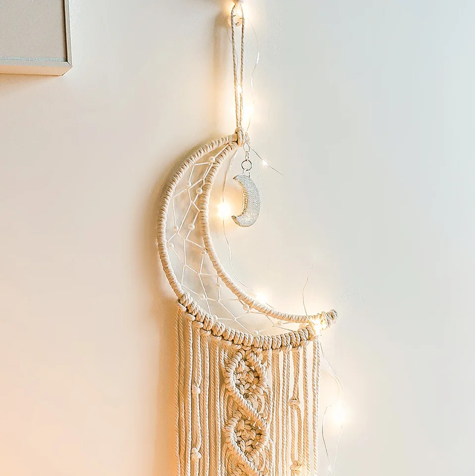 Dsaren Acchiappasogni Piume Decorative Led Indiano Dream Catcher Wall Piume Acchiappa Sogni Fatto a Mano Per Ragazze Camera da Letto Casa Parete Decorazione Regalo di Natale(A Rosa