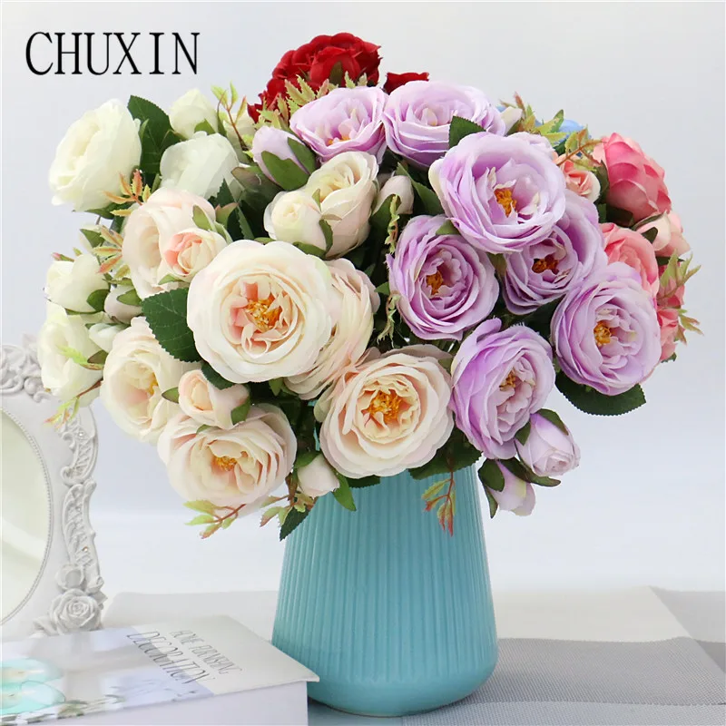 

Hot Artificial flower wedding bouquet bliss rose Bride holding Home Decor photography props fake flowers Valentine's Day present