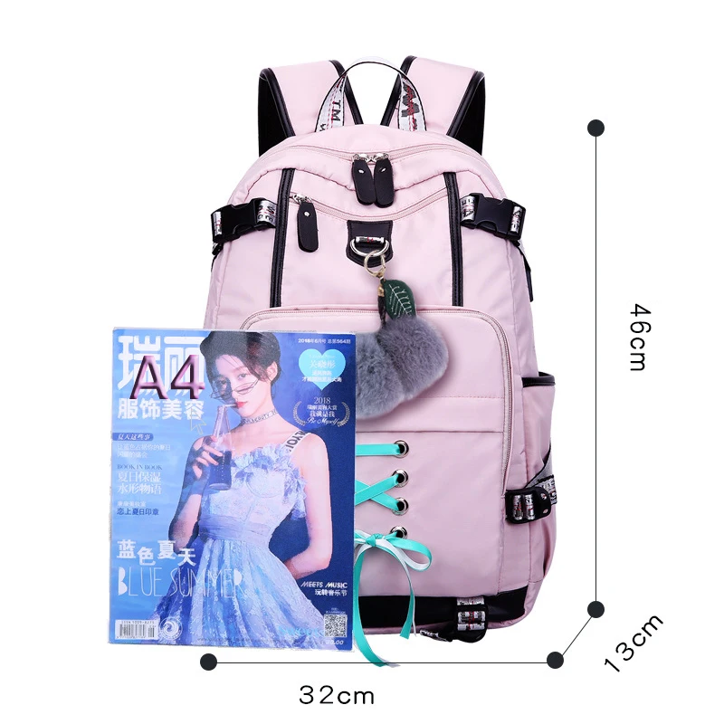 Mjoypack Laptop Women Backpack External USB Charge Computer Backpacks Anti-theft Waterproof School Bag for Teenage Girls