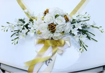 

Wedding Car Decoration Knot Artificial Decorative Flowers Bride Groom Wedding Decor DIY party wreath Garland for car display
