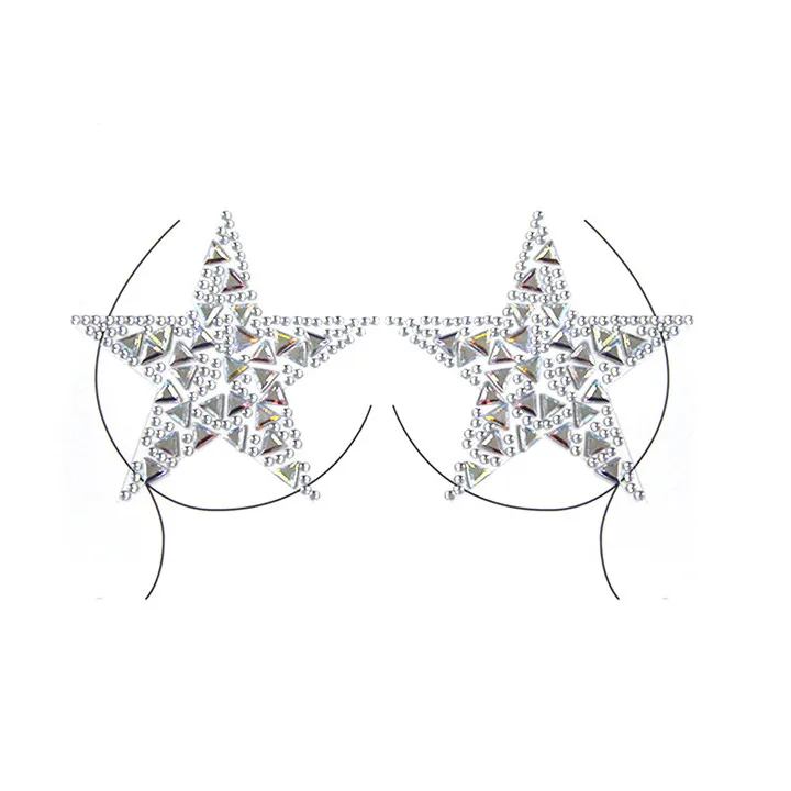 6  Love Pattern Breast Stickers Flower Smiley Colorful Rhinestones Chest Stickers For Women Fashion Jewelry Environmental Acrylic Sticker