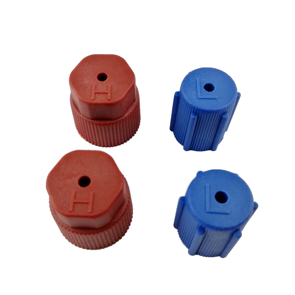 4 Pieces AC Air Conditioning Service Port R134a Side Air Conditioner Cap 13mm Blue & 16mm Brown Conversion Kit Plastic