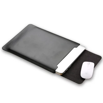 black Как коврик для мыши pu кожаный ноутбук рукав сумка для Macbook Air 13 Чехол 11 11,6 12 Pro retina 13,3 15 Touch Bar Женская Мужская сумка для ноутбука - Цвет: black