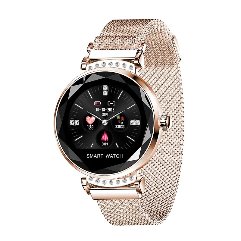 Gold SeenDa женские Смарт часы браслет 3D алмазное стекло сердечный ритм SmartWatch Монитор артериального давления леди подарок Браслет фитнес - Цвет: Gold