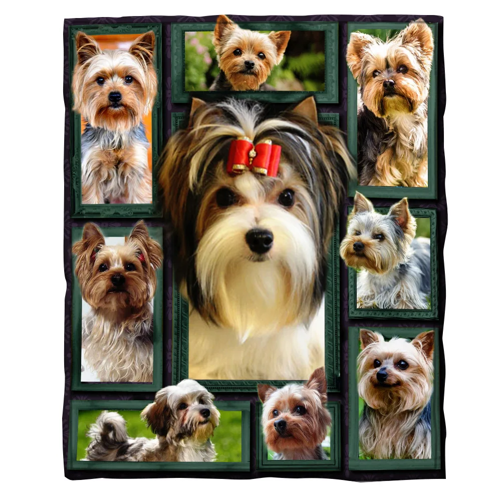 

Yorkshire Terrier Fleece Blanket 3D full printed Wearable Blanket Adults/kids Fleece Blanket Sherpa Blanket Drop Shipping
