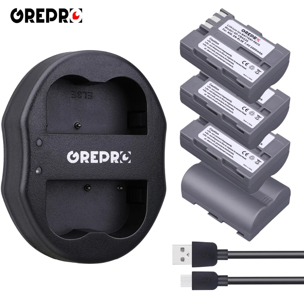 4 шт. EN-EL3E EN-EL3e ENEL3E RU EL3E батареи& Dual USB Зарядное устройство для Nikon D100 D200 D300 D300s D700 D50 D70 D70s D80 D90