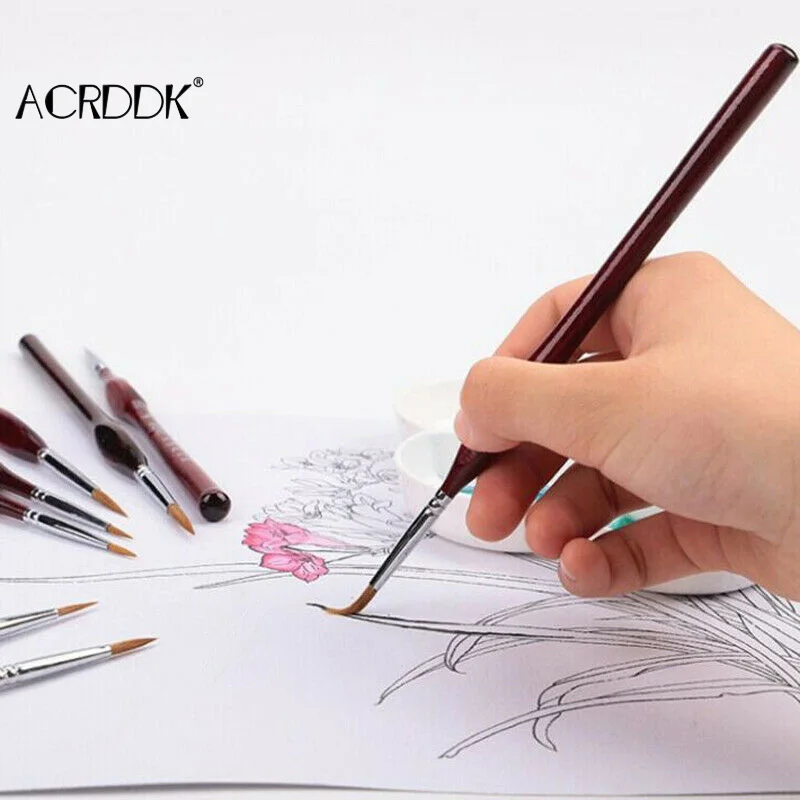 9Pcs/Set Miniature Paint Brush Kit Professional Sable Hair Fine Detail Art Model Tools FL 3
