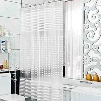 

PEVA Dot Striped Transparent Shower Curtain Waterproof Bathroom Curtain Polyester Bath Curtain Washable Home Bath Decor Curtains