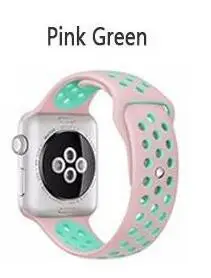 pink green Новое поступление резиновый спортивный ремешок для iwatch 4 3 2 1 ремешок для apple watch 42 мм 38 мм 40 мм 44 мм серия 5 - Цвет ремешка: pink green