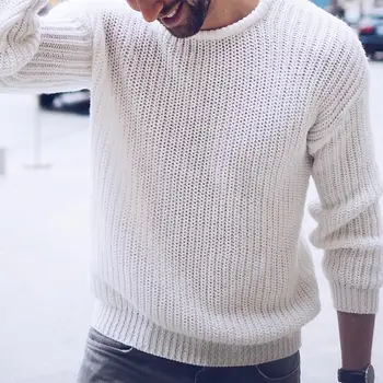 

hot Autumn Winter Men Solid Color O Neck Long Sleeve Knitted Sweater Pullover Top