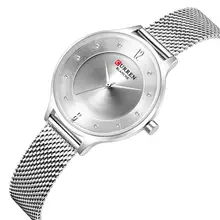 CURREN женские часы бриллиантовые женские часы простота бизнес Кварцевые часы серебро Нержавеющая сталь женские наручные часы водонепроницаемые