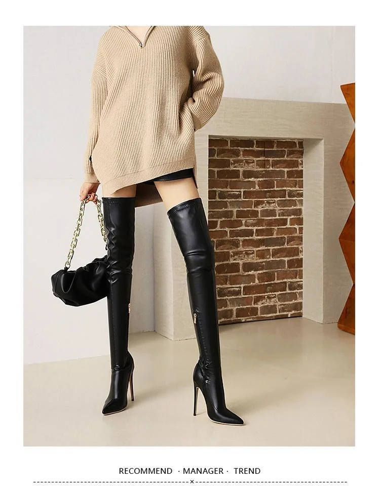 Women Pole Dance Shoes Woman Dancing Boots White Over Knee Boots Women's 2020 New High Pointed Heels Thin Leg Elastic