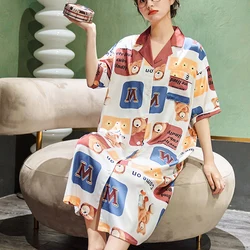 Lmitation Silk Plus Size  Solid Cute Pajamas for Women Summer Nightwear  Two Piece Set Satin  Pyjamas Loungewe Nightdress