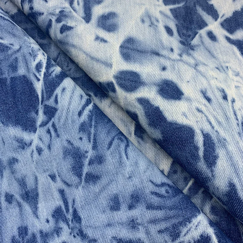 150x50cm Tie Dye Denim Fabric Washed Thick Jeans Material for