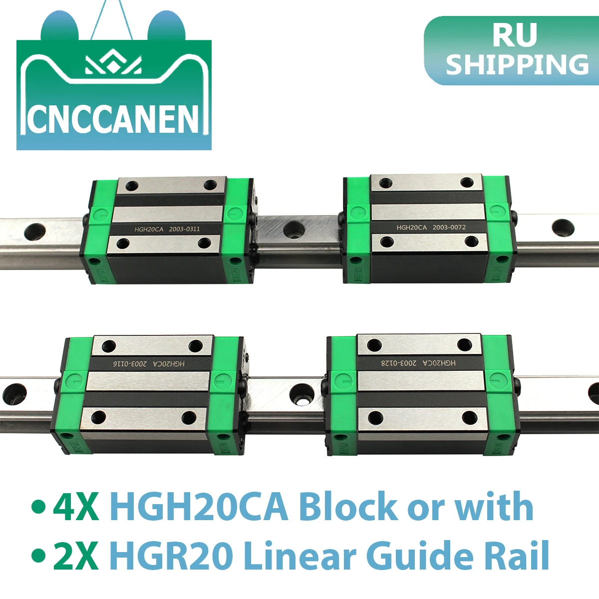 RU 2PCS HGR20 HGH20 20mm Square Linear Guide Rail 400mm 500mm 1000mm