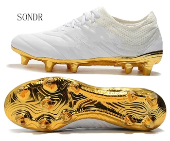 

Sneakers Men Football Shoes Waterproof Durable Insole Long Spikes FG Spikes Sneakers Soft Indoor Turf Futsal Soccer Shoes 2020