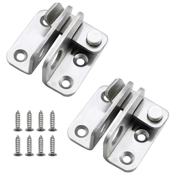 

2Pcs Thick Stainless Steel Latch Door Buckle Door and Window Hasp Door Bolt Lock Buckle Window Padlock