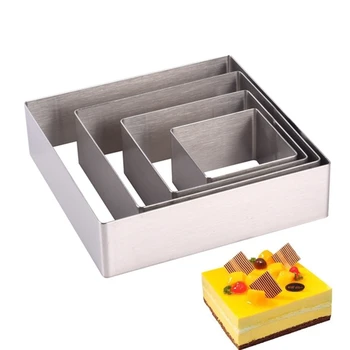 

AMW High Quality Bakeware Stainless Steel Square Mousse Cake Moulds Fondant Decorating Ring Slicer Cutter DIY Baking Tools