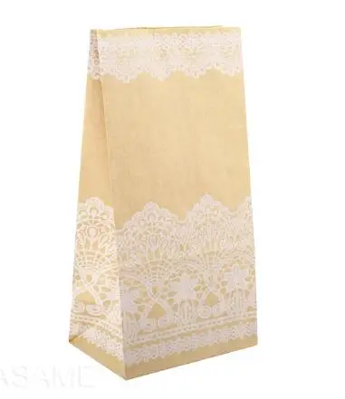 Lace Мини-пакеты из крафт-бумаги, 10 шт./лот, сумки в горошек для детской вечеринки, дня рождения, пищевая бумага, крафт-упаковка, подарочная упаковка - Цвет: Lace