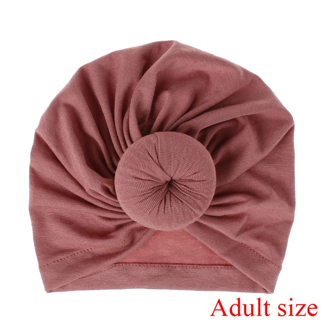 Fashion Mommy and Baby Cotton Round Ball Flower Hat Women Caps Girls Newborn Turban Knot Kids Adult Headwear Hair Accessories 27adult size