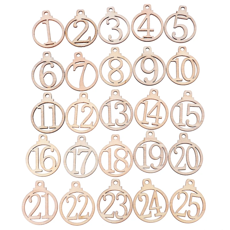 Christmas Calendar Number Label 1-24 Wooden Christmas Countdown Calendar Christmas Advent Calendar Gift Box Family Reunion Decor 24