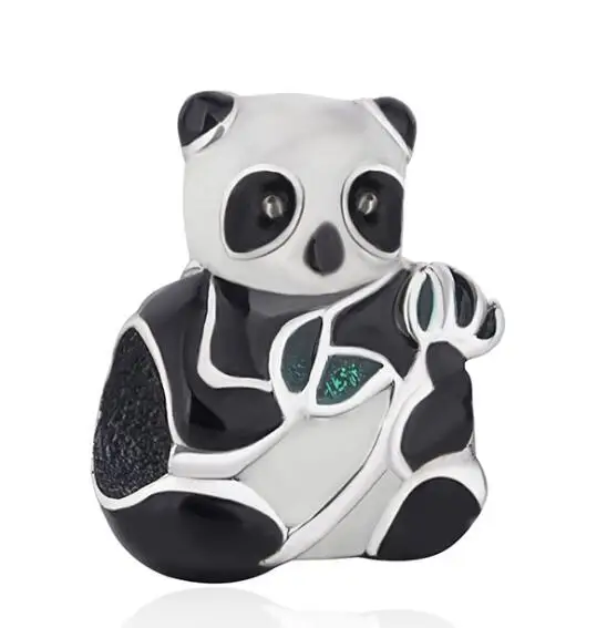 

Genuine 925 Sterling Silver Animal Beads Sweet Panda Charm With Enamel Fits Original Pandora Bracelet & Necklace DIY Jewelry Ma
