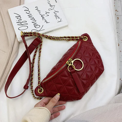 Маленькая женская сумка новая волна Корейская сумка-мессенджер Lingge на цепочке сумка на плечо модная нагрудная сумка louie vuiton - Цвет: Бургундия