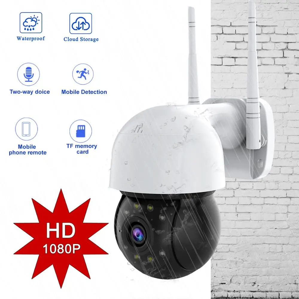 1080P HD PTZ IP Camera Wifi Outdoor Mini Dome 2MP infrared AI Human Detection night vision hemisphere CCTV camera two Way Audio
