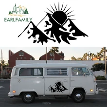 EARLFAMILY 2x Snowy Sun Graphic(по одному для каждой стороны) Van RV трейлер грузовик дом на колесах виниловые графические наклейки комплект наклейки на двери автомобиля
