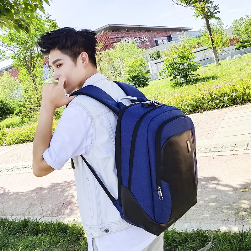 

New Products Men Nylon Laptop Backpack Business Casual Large Capacity Backpack Black And White with Pattern