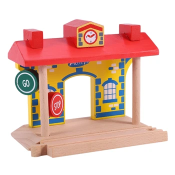 

Wooden Station Clock Toys Rail Toys Barrier-Free Accessories Compatible Wooden Tracks Children's Toys