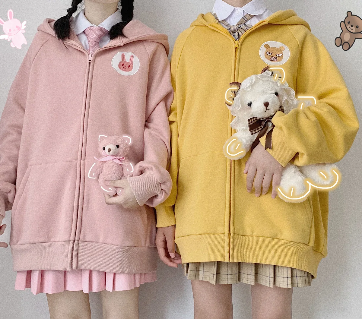 Корейские милые модные толстовки с капюшоном для девочек; сезон осень-зима; свободный свитер на молнии с вышивкой милой панды; бархатные Свободные толстовки