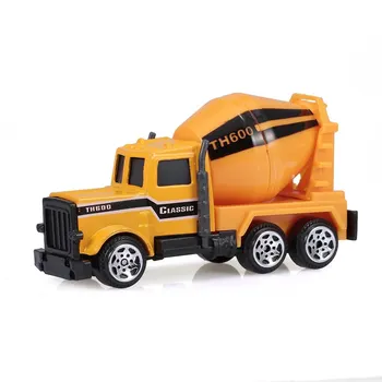 

6 In 1 Alloy Die-Cast Construction Truck Vehicle Carrier with a Forklift Bulldozer Road Roller Mixer Dump Truck and Excavator