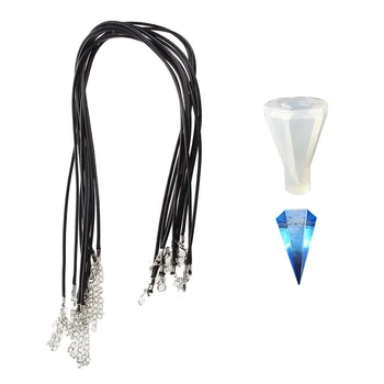

10Pcs Leather Band Collar 2Mm Necklace Necklace + Clasp & 1Pcs DIY Silica Gel Cone Mold Making Jewelry Pendant