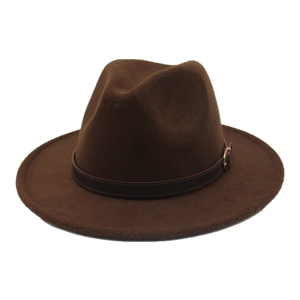 Модная аутентичная шерстяная шляпа Fedora для мужчин и женщин, для путешествий на открытом воздухе, Повседневная шляпа, поп дикая шляпа, размер 56-58 см - Цвет: Dark Coffee