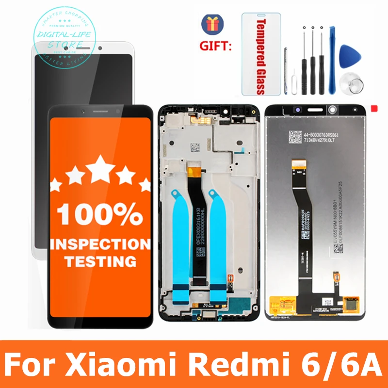 For Xiaomi Redmi 6 6A Screen LCD Display + Frame 10 Touch Replacement Redmi6 Digitizer Assembly Repair Spare Parts | Мобильные