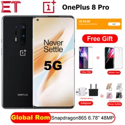 Глобальная ROM OnePlus 8 Pro 5G мобильный телефон Snapdragon865 OctaCore 6,78 ''120Hz AMOLED экран 48MP 4510mAh NFC Android10 смартфон