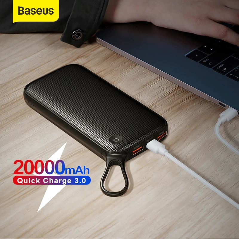 Baseus 20000mAh Power Bank Portable Charger Dual USB Fast Charging Travel External Battery Charger 3.0 Quick Charger For iPhone