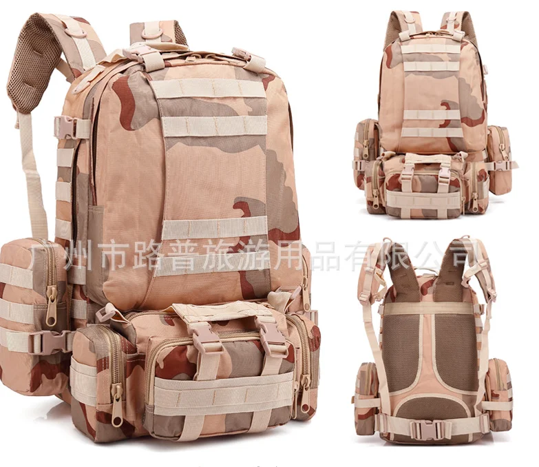 outdoor mountaineering attack large 3P package travel double shoulder backpack Army camouflage bag Tactical bag - Цвет: A6