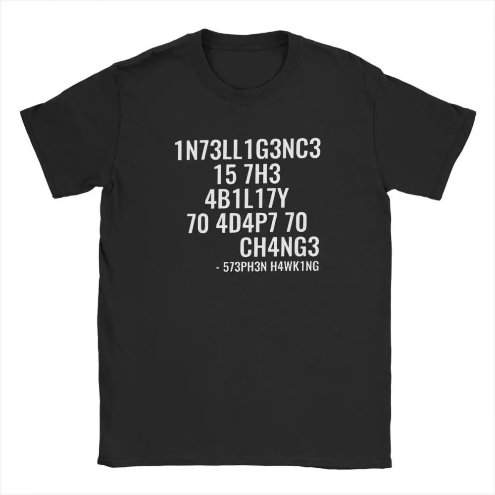 

one yona Men T Shirts Intelligence Funny Intelligence is The Ability to Adapt to Change Tee Shirt Round Neck Tops Pure Cotton