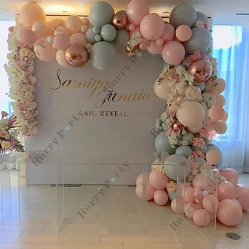 

124Pcs Pastel Pink Macaron Balloons Garland Arch Kit Anniversary Engagement Party Decoration balloon metallic Rose Gold Globos
