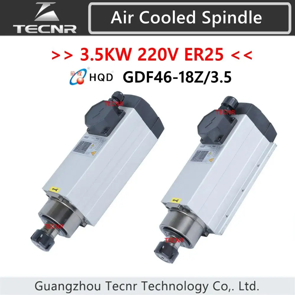 

HQD 3.5kw 220v 380v air cooled spindle motor ER25 4pcs Bearings for cnc router machine GDF46-18Z/3.5