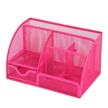 

7 Storage Multi-functional Desk Organizer Mesh Metal Pen Holder Stationery Container Caddy Office School Supplies
