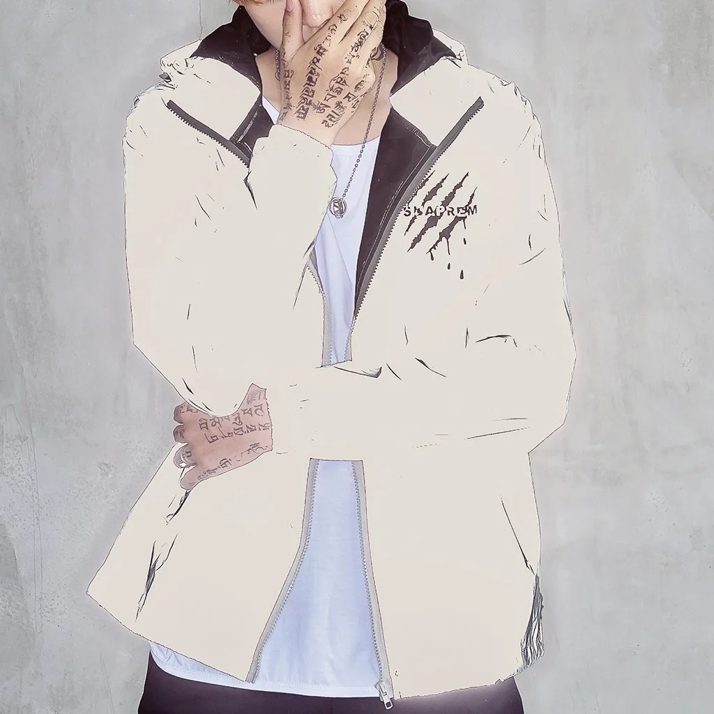 Best  New Fashion Reflective Jacket Men/women Harajuku Windbreaker Jackets Hooded Streetwear Coat Wholesa