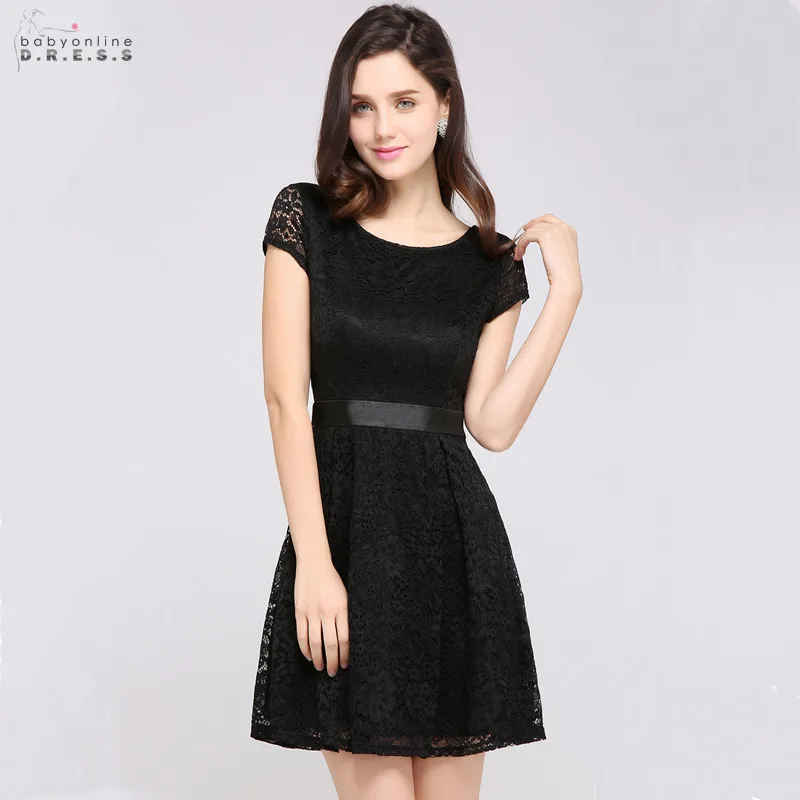

Modern A-Line Lace Cocktail Dresses With Bow Sashes Sexy Above Knee Cut-out Short Party Dresses Vestidos Coctel Robe de Cocktail