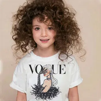 

Kawaii VOGUE Princess Print Girls Shirts Harajuku Fashion Girls Tops Cartoon Casual Girl Tee Shirts Children O-Neck Short Sleeve