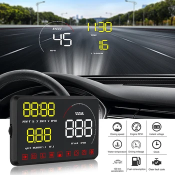 

A9 Car HUD Head Up Display OBD2 II Car-Styling Hud Display Overspeed Warning System Speed Windshield Projector Voltage Alarm 5